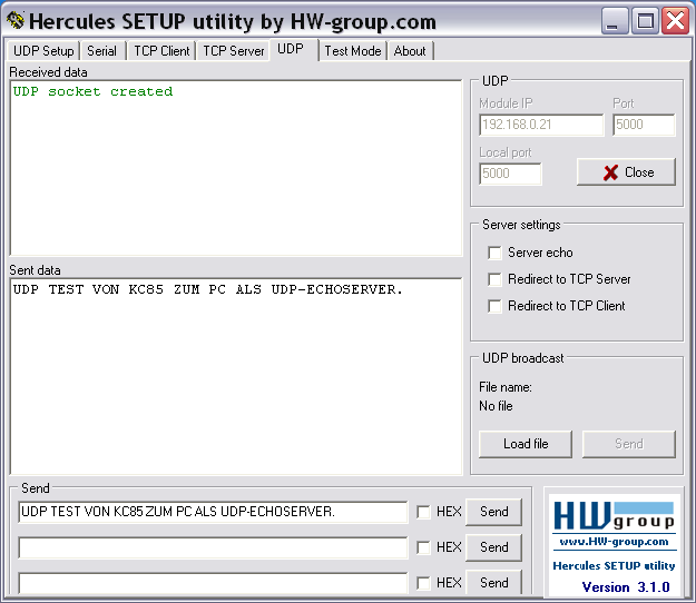 Hercules.exe UDP-Socket