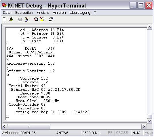 debug configuration data